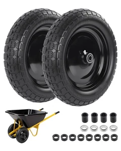 4.80/4.008 Pneus de brouette plats, solides 2 Pack, coupe universelle pour les chariots