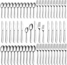 60 Piece Silverware Set for 12, Premium Stainless Steel Flatware Mirror Polished