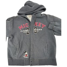 Disney Store Mickey Mouse Hoodie Jacket Size M Original Series 28 Gray Button