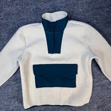 NWT Thereabouts Cozy Cream and Teal Kids Fleece Sherpa Pullover Size S/8
