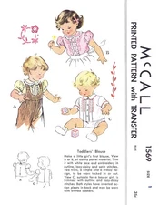 Unisex BLOUSE Sewing Pattern McCall 1569 Boy Girl Shirt