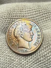 AU++ 1914-P Barber Silver Dime Lustrous Toned U.S. Type 10c Coin