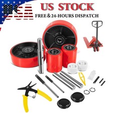 Pallet Jack/Truck FULL SET RED with Axles, Steering Wheels 7"x 2" Pair
