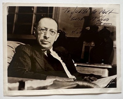 Igor Stravinsky Signed photograph, inscribed and date by him in 1947.