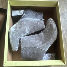 Diba Brodie Gray Velvet Ankle Bootie Zip Zipp...