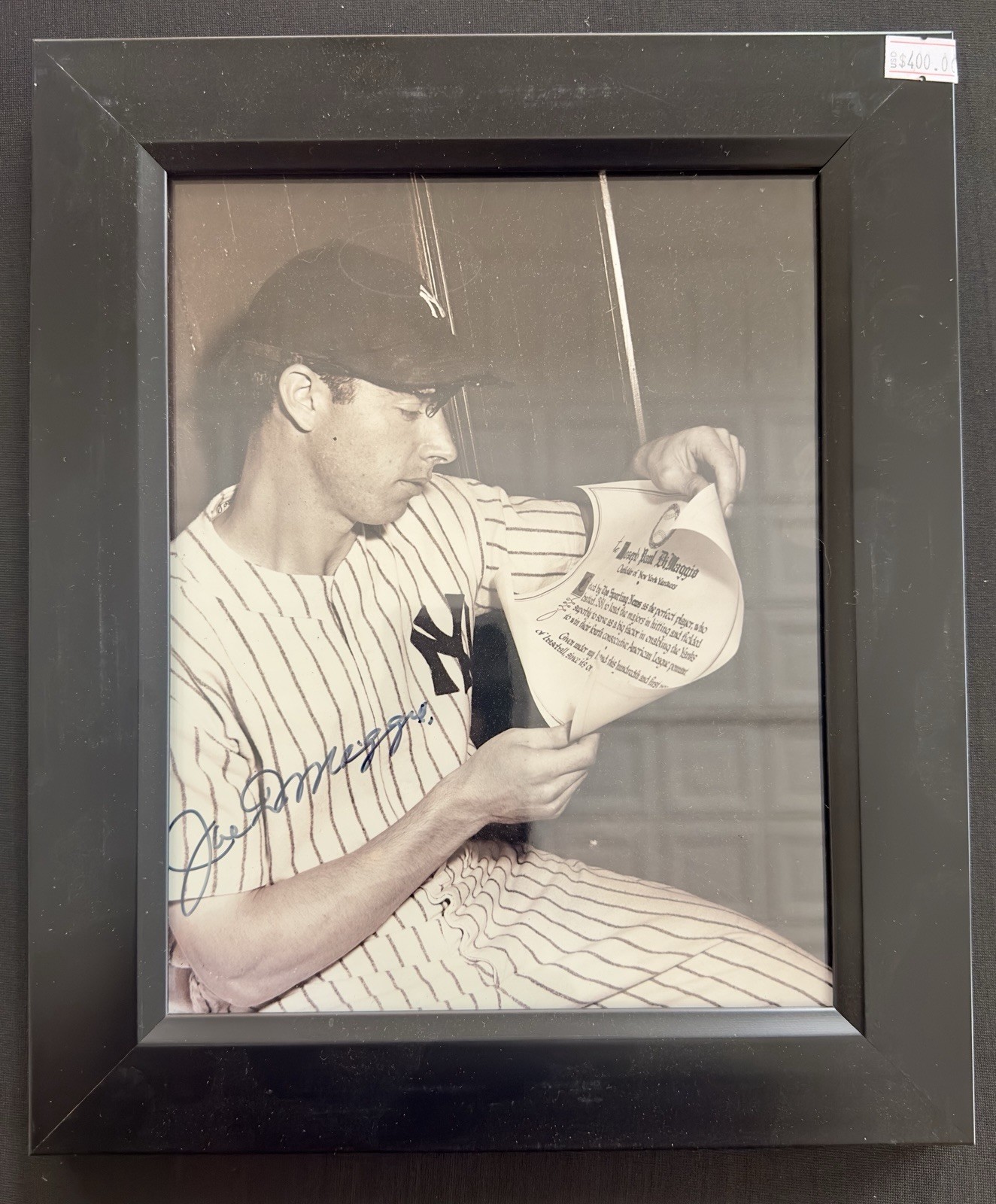 Joe DiMaggio Autographed Signed New York Yankees 8x10 Framed Photo HOF with framed JSA LOA 