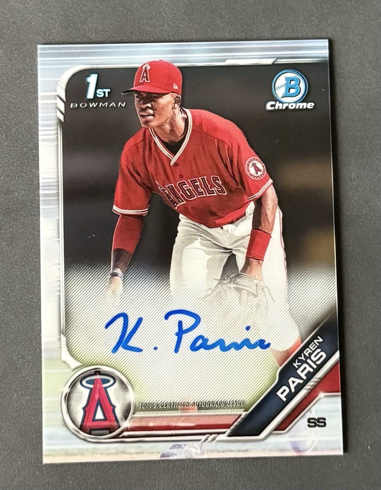 Kyren Paris RC AUTO 2019 Bowman Chrome 1st Prospect Auto  Angels SSP CLEAN