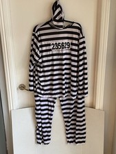 NEW 2 Unisex Convict Prisoner Inmate Sz 3X Black White 3 Pc Halloween Costumes