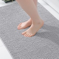 Badezimmerteppich Chenille Rutschfest Waschbar SaugfäHig 40X60 Cm Hellgrau