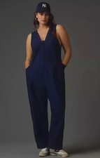 NWT Daily Practice by Anthropologie Zip-Front Jumpsuit Cotton  Navy  Sz XL