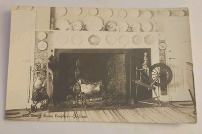 Quilcote Beverly Massachusetts Sitting Room Fireplace Vintage Postcard