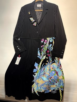 Funky Threads Pinstripe Blazer Dress W/ Long Skirt One Of A Kind S/M #0342