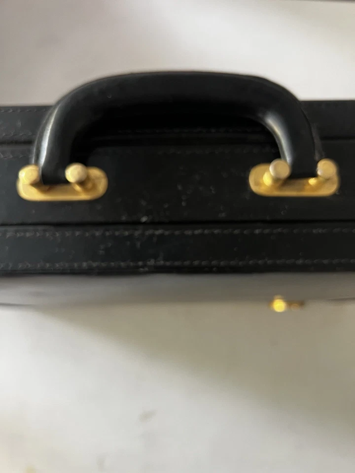 Maletín de cuero negro Dunhill London vintage herrajes dorados hecho en Inglaterra Foto 4 de 4