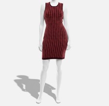 Taylor Women's Red Houndstooth Scoop Neck Sleeveless Bodycon Dress Plus Size 1X