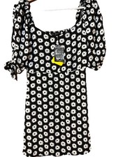 Forever 21 Daisy Print Black And White Floral Daisy Mini Dress Size Large New