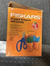 Fiskars scissors with caddy, Pointed-Tio Scissors, 4 Colors 24 Pack New