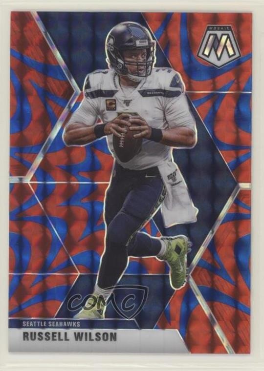 2020 Panini Mosaic Reactive Blue Mosaic Prizm Russell Wilson #181 5vc