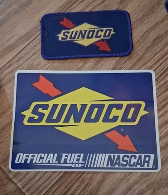 Vintage Sunoco Sun Oil Gasoline Shirt Logo emblem patch with bumper sticker