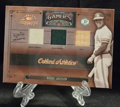 2005 Donruss Timeless Treasures Reggie Jackson Gamers Home Road Jersey Bat /100