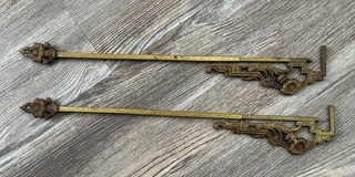 Antique Cast Iron Swing Arm Curtain Rods Pair Extendable Art Nouveau A