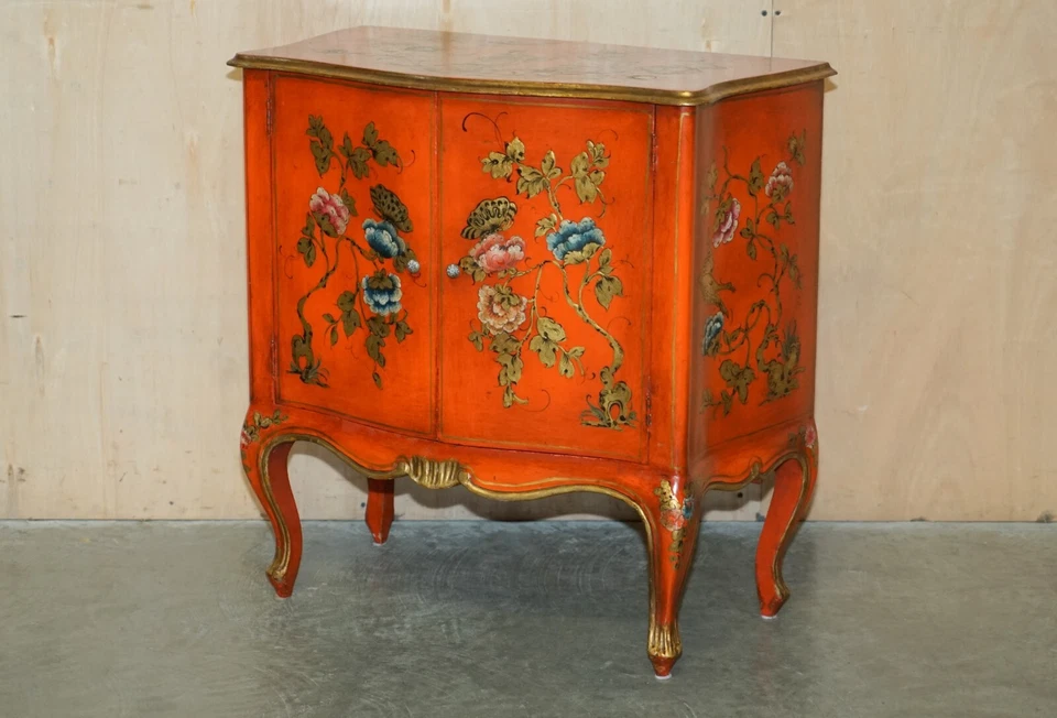 IMPRESIONANTE GABINETE LATERAL CHINOISERIE GEISHA NIÑAS VINTAGE AÑOS 20 LACADO Foto 2 de 4