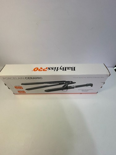 BaBylissPRO Porcelain Ceramic 1" Flat Iron and 1 1/4" Spring Curling Iron - Picture 5 of 7