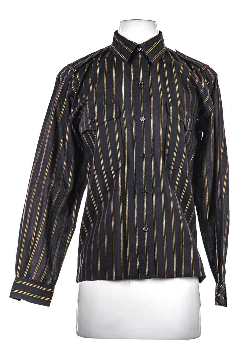 Yves Saint Laurent Women Tops Button Down Shirts 38 Black Silk eBay