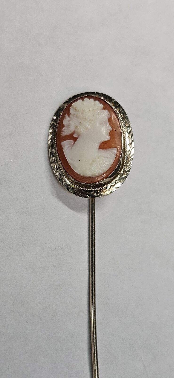 Victorian 14k  Cameo White Gold hat pin. - image 1