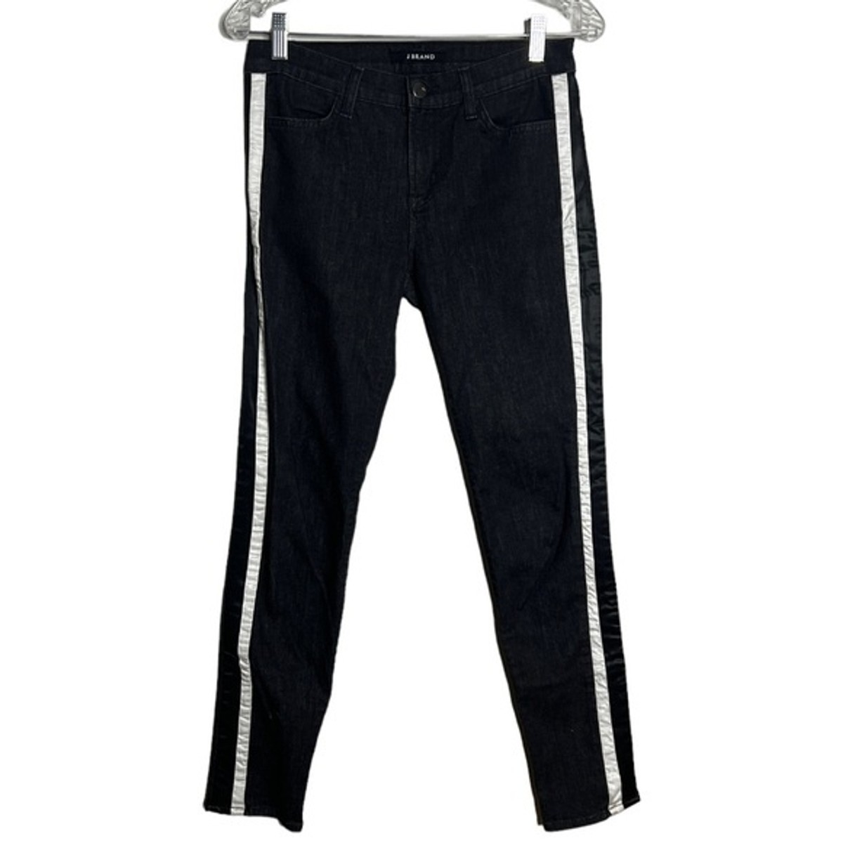 J Brand Jeans Women 4 27 Black White Black Satin Side Tuxedo J Brand Jeans Women 4 27 Black White Black Satin Side Tuxedo