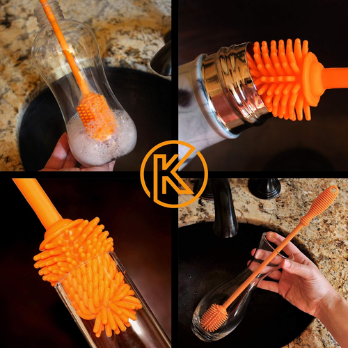 12.5" Silicone Bottle Brush & Straw Cleaner Brush Set, Bottle Cleaner Brush,, - Picture 7 of 12
