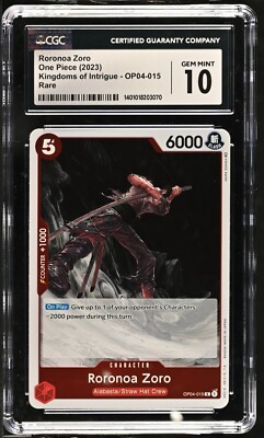 CGC 10 Gem Mint English One Piece TCG Roronoa Zoro Card (OP04-015