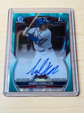 2023 Sabin Ceballos Bowman Draft 1st Chrome Aqua Lava Refractor Auto 037/199