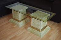 Antiker Couchtisch Wohnzimmertisch Glastisch Marmortisch SäUlentisch