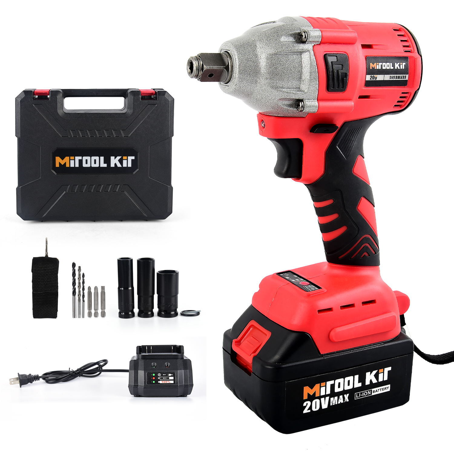 1/2'' Cordless Electric Impact Wrench Gun with Liion Battery High Power Driver HRI Day India