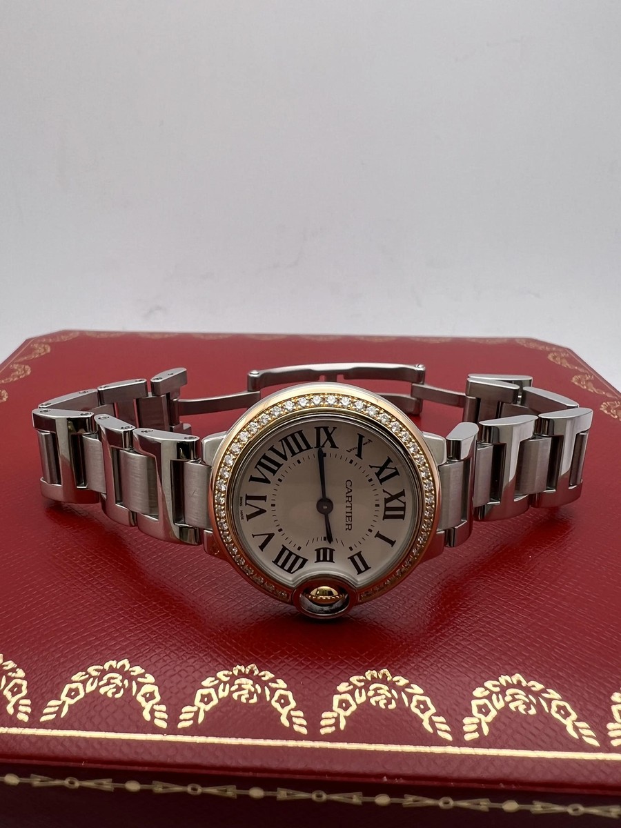 Cartier Ballon Bleu 28mm 18K Rose Factory Diamond Bezel WE902079