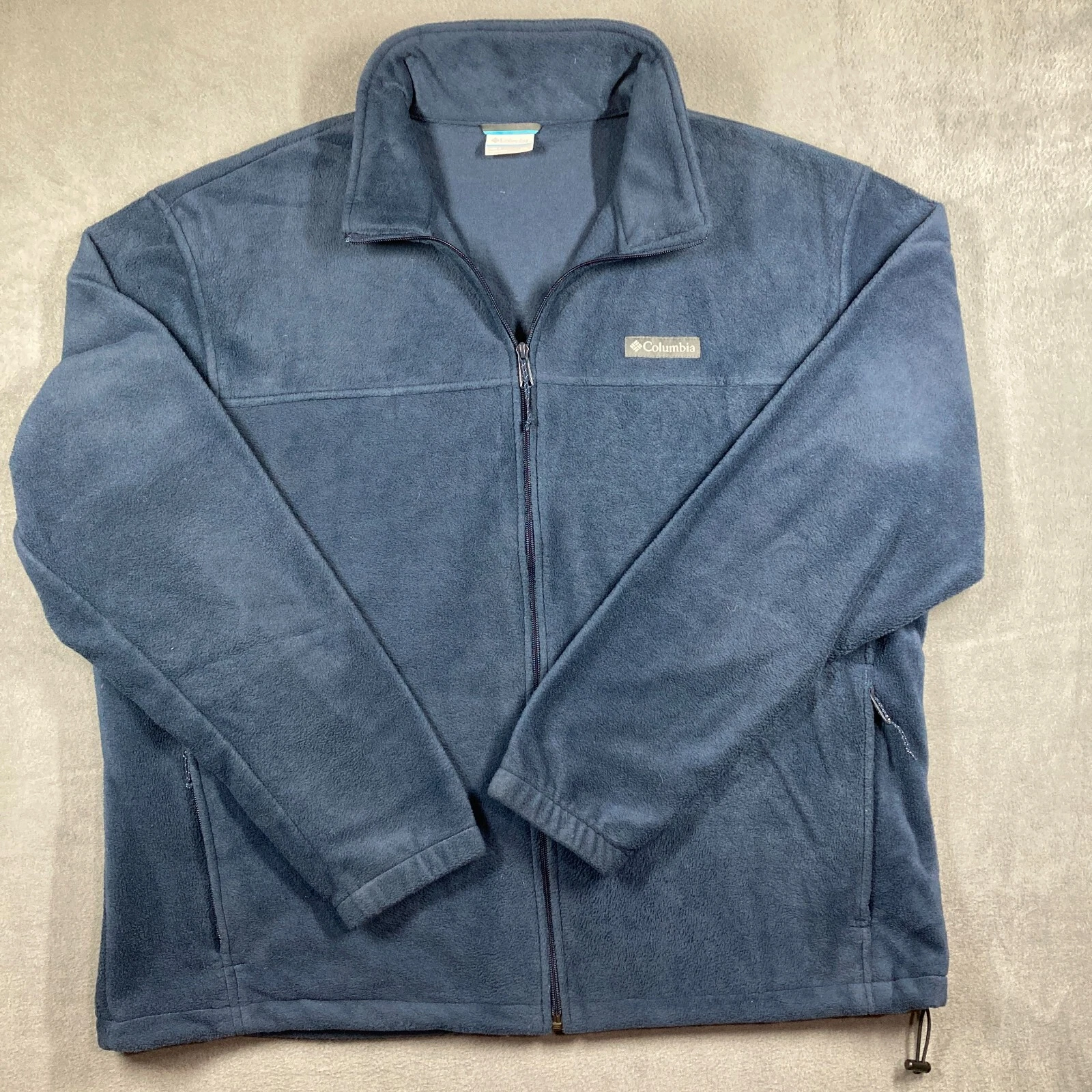 Mens Columbia Blue Fleece Athletic Thermal Track Jacket Size 2XL XXL Long Sleeve
