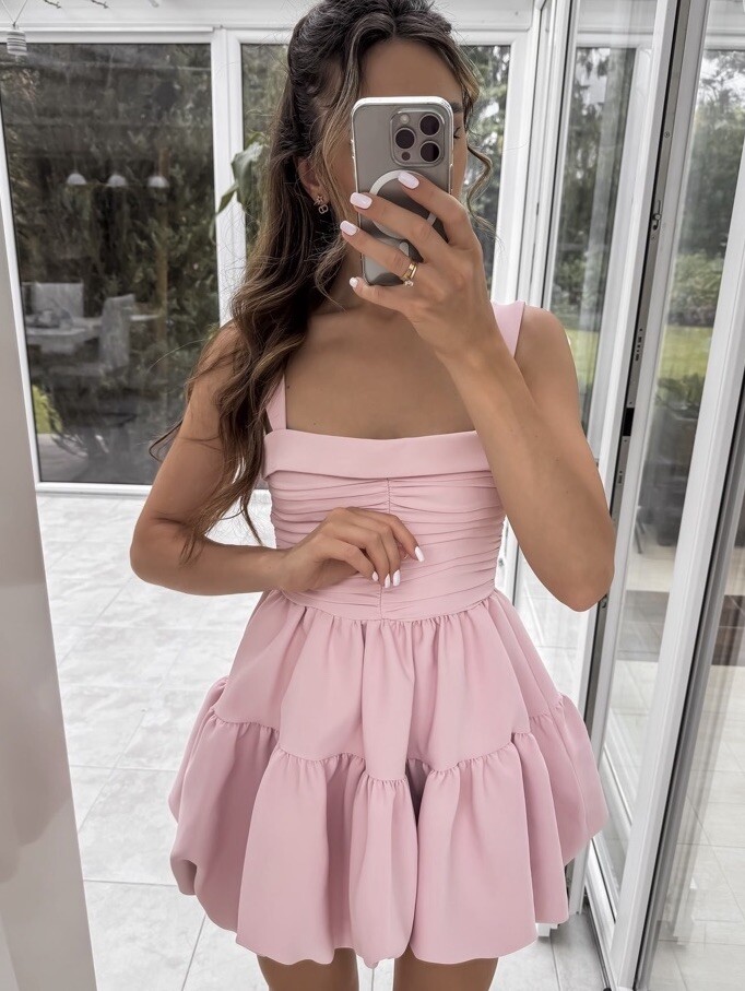 ZARA NWT WOMAN SS24 DRAPED BALLOON MINI DRESS BEIGE-PINK ZARA NWT WOMAN SS24 DRAPED BALLOON MINI DRESS BEIGE-PINK