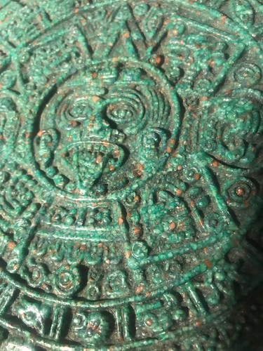 VTG 80s Beautifully Sculptured/ Painting Aztec Calendar From Mexico - Picture 6 of 8