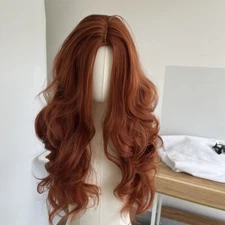Cosplay Wig Long Wavy Heat Resistant Synthetic Hair Halloween Copper Red