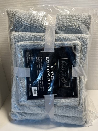 Ann Miller Home 6 Piece Bath Towel Set Grey - Picture 5 of 9