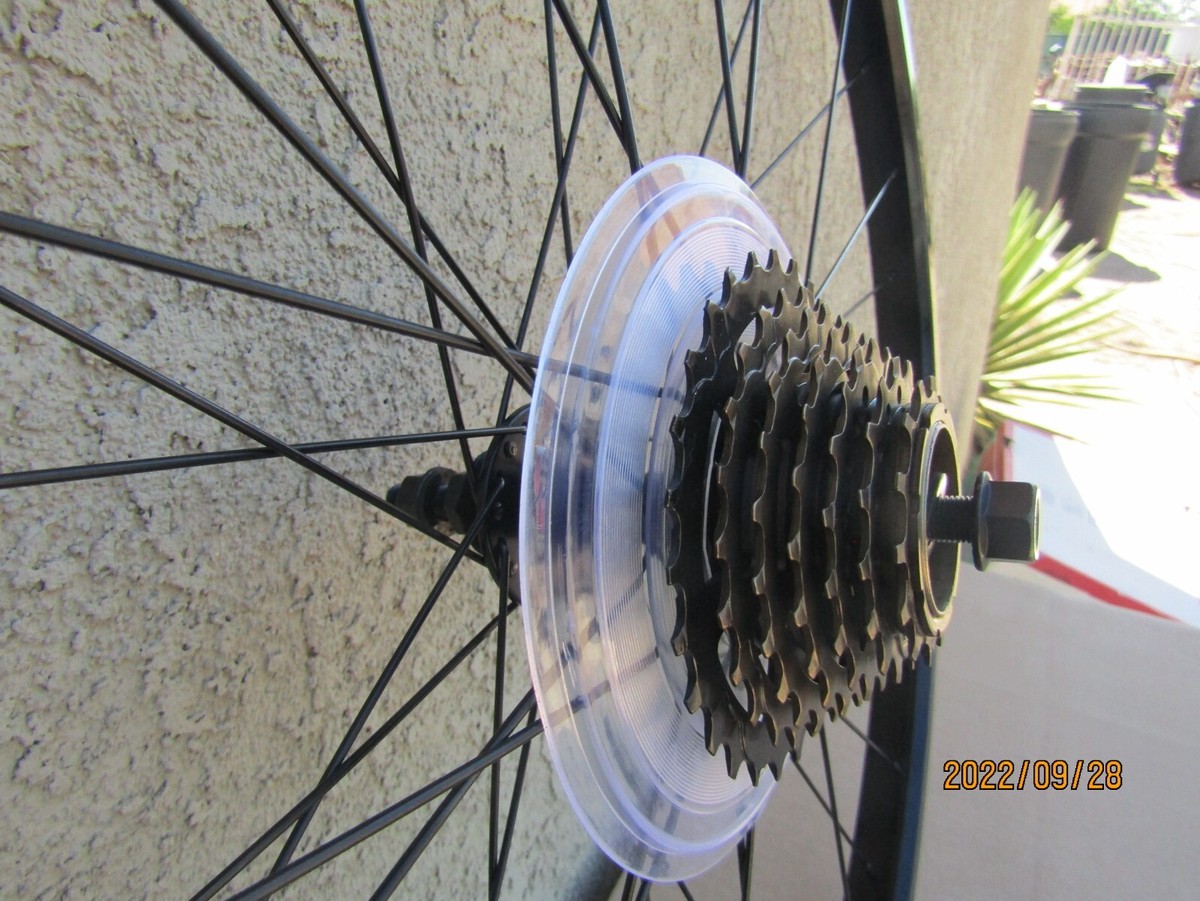 29'' BLACK ALUMINUM REAR 7 SPEEDS BICYCLE WHEEL, FOR MTB, GT