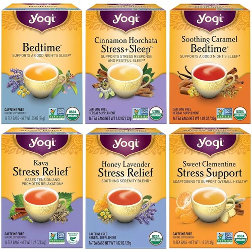 Tea Stress Relief & Herbal Variety Sampler - 16 Bags per Pack (6 Packs) - Organi - Bild 1 von 2