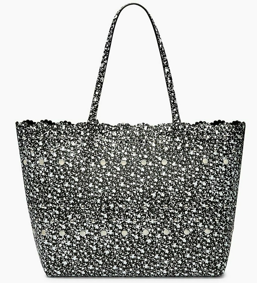 $345 NWT REBECCA MINKOFF LEATHER STRUCTURED STUD & PERFORATED DETAILS TOTE MULTI