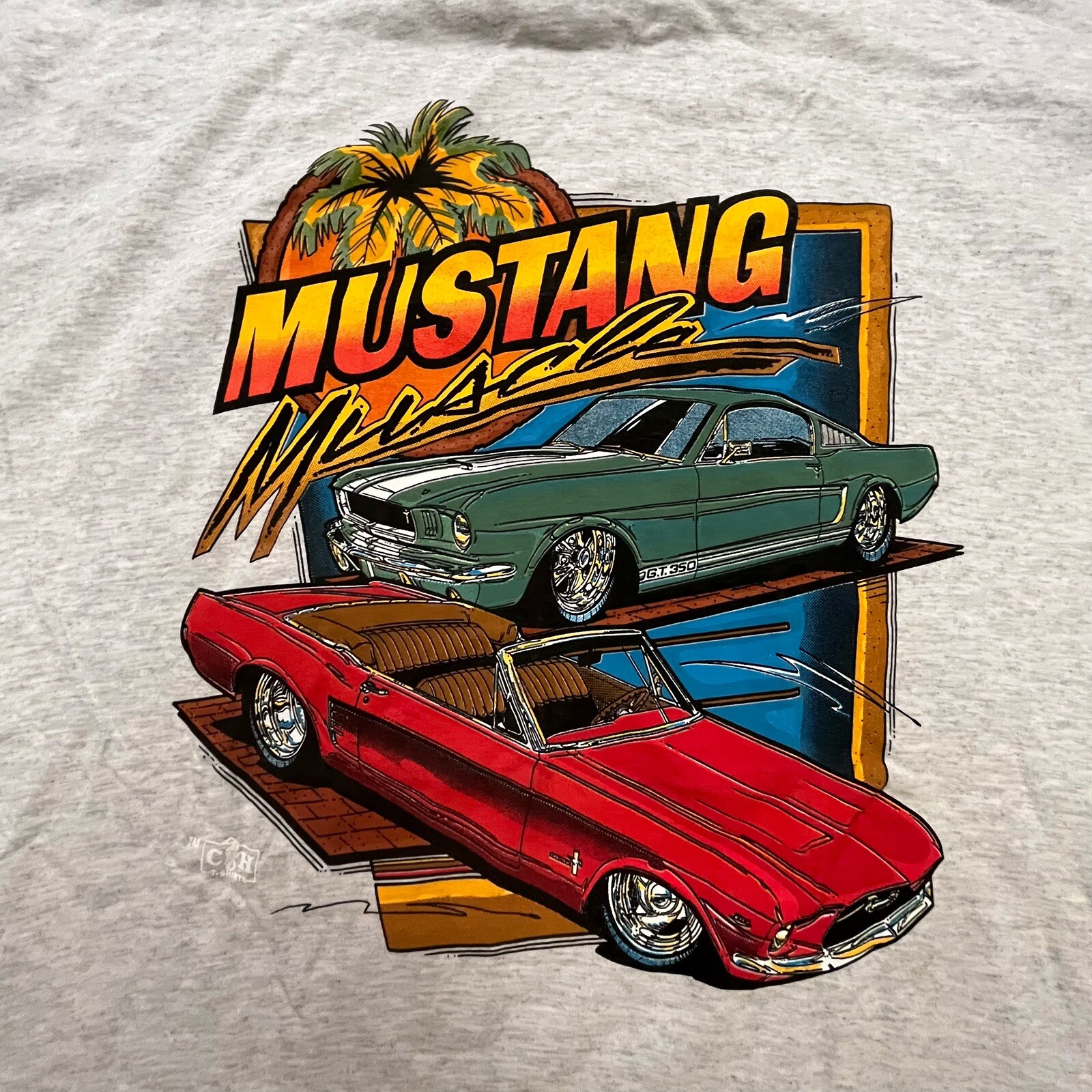 PONY Camicia Ford Mustang Uomo 2XL Grigio Muscolo Spiaggia Classici AAA Tag Cotone