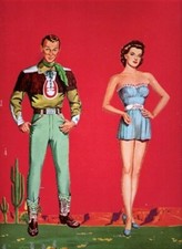 VINTAGE UNCUT 1952 ROY ROGERS & DALE EVANS PAPER DOLLS~RARE #1 TOP REPRODUCTION