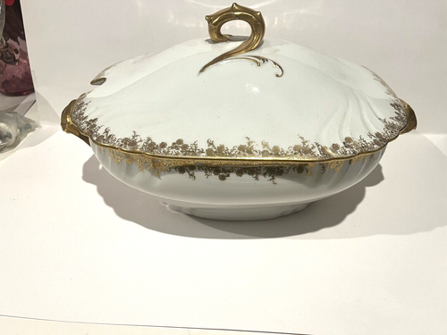 CHARLES HAVILAND LARGE TUREEN: GFH, GDM, LIMOGES FRANCE CASSEROLE BOWL 1800's - Picture 2 of 6