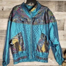 Vintage 80s Multicolor Lavon Windbreaker Jacket Zip Up Lightweight Womens Sz XL