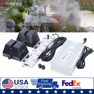 12-Head 110V Ultrasonic Mist Maker Kit Pond Fogger Mister Machine w/2 Buoy NEW!