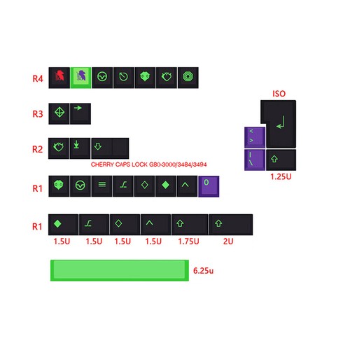 NEON GENESIS EVANGELION Keycap Mechanical Keyboard PBT Cherry Profile 113 key - Picture 8 of 12