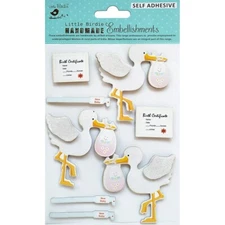 Stickers 3D Little Birdie Hello Baby Storks Birth Certificates Hospital Bands